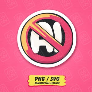 No AI Sign | Hand-drawn Illustration PNG SVG (Digital Download)