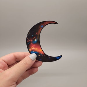 Galaxy Moon Stickers made from high quality, water-resistant, vinyl + Clear Laminate. Stickers for indoor and outdoor use.