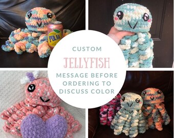 Custom Jellyfish stuffed animal, kawaii jellyfish, cute plushie, handmade gift, rainbow jellyfish, colorful jellyfish, free shipping