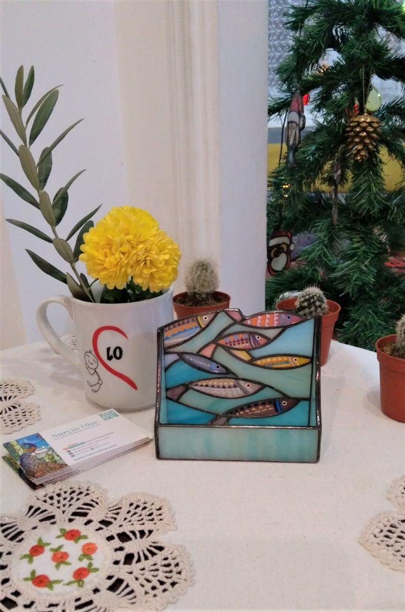 Business Card Holder Stained Glass Card Display Exclusive Etsy