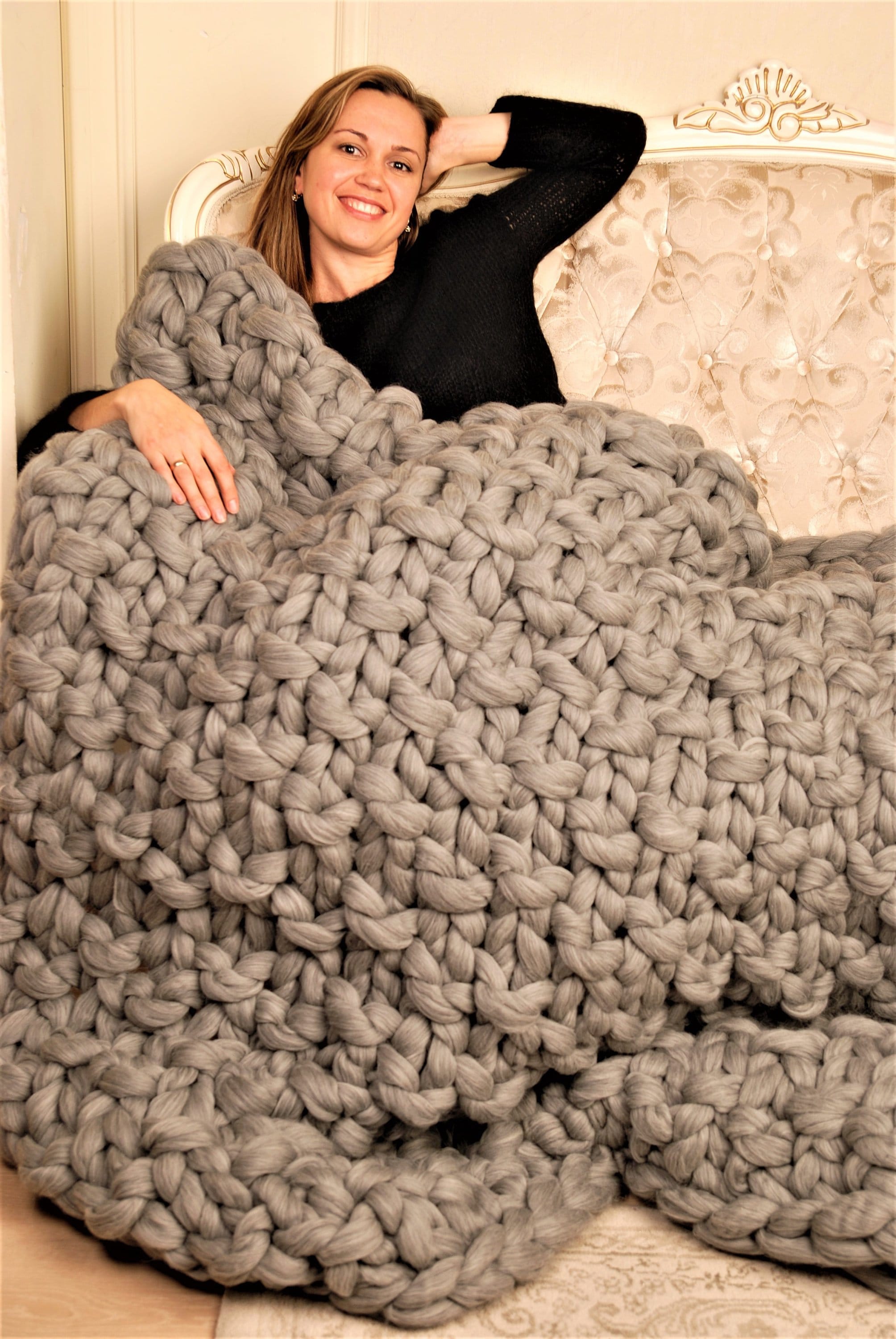 Lana Spessa per Lavorare a Maglia - 2 x 250 g, XXL, Super morbida, per Coperte, Cuscini, Amigurumi, maglia