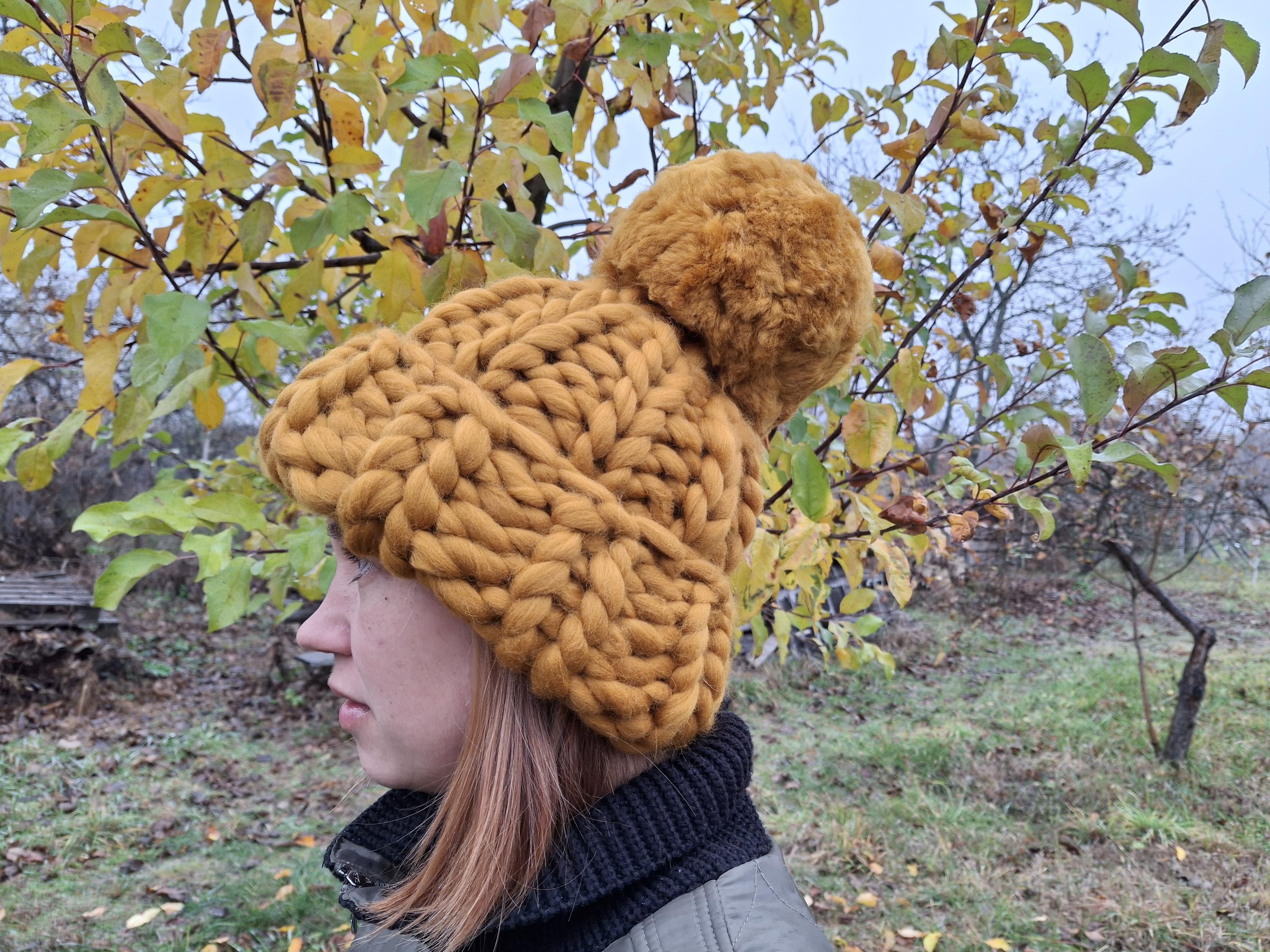 Pom Pom Super Chunky Yarn Beanie Pattern Big Pompom Hat Chunky