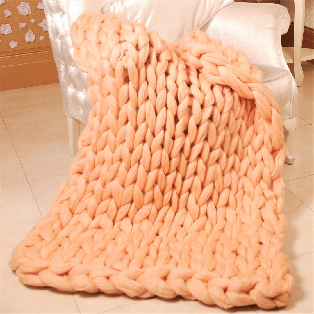 Bulky Wool Blanket Chunky Knit Throw Chunky Yarn Blanket Wool Knit