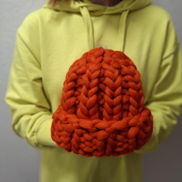 チャンキーニットメリノウールハット、スーパーソフトビーニー