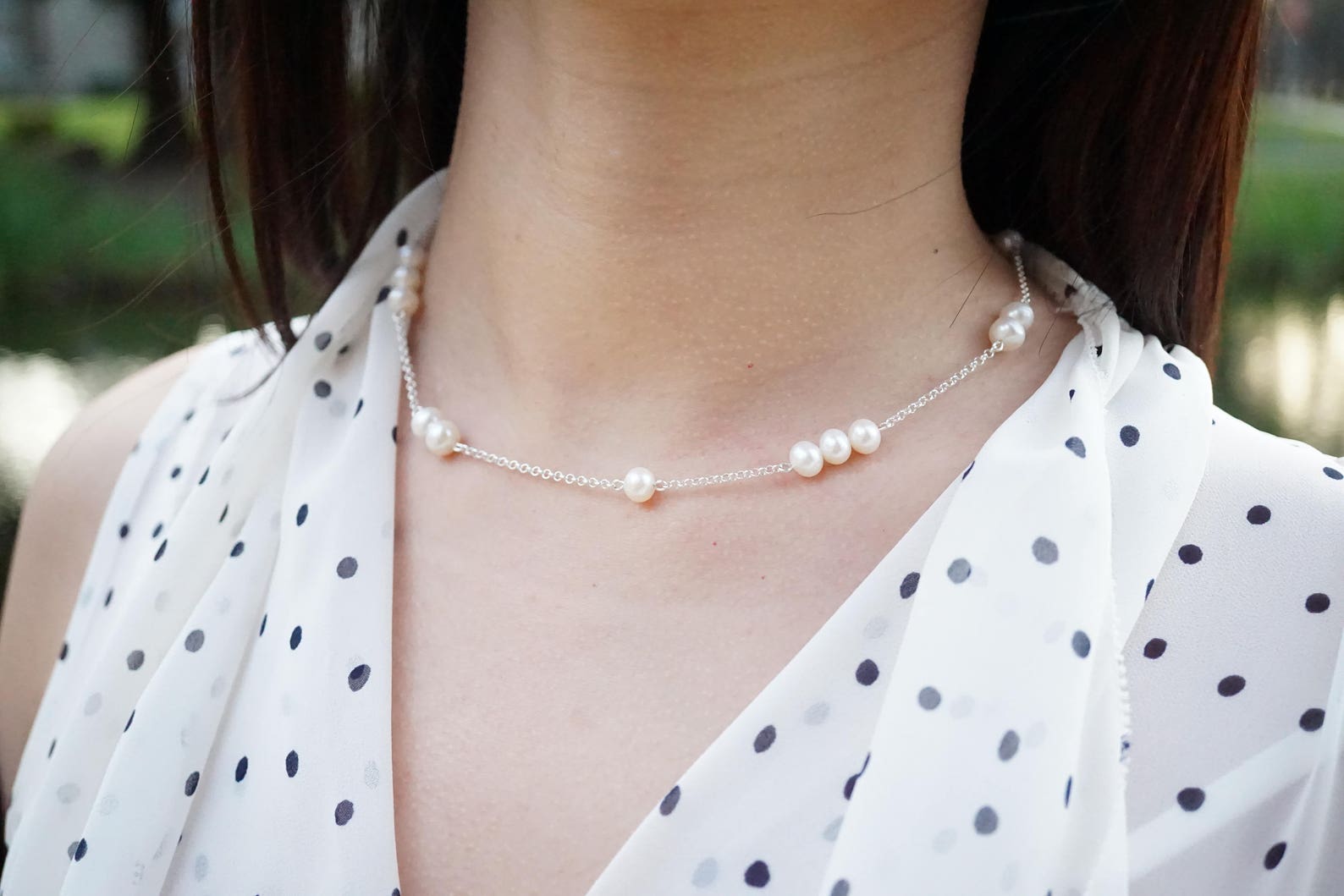 Wire Wrapped Pearl Necklaces Floating Pearl Necklace Wedding Etsy