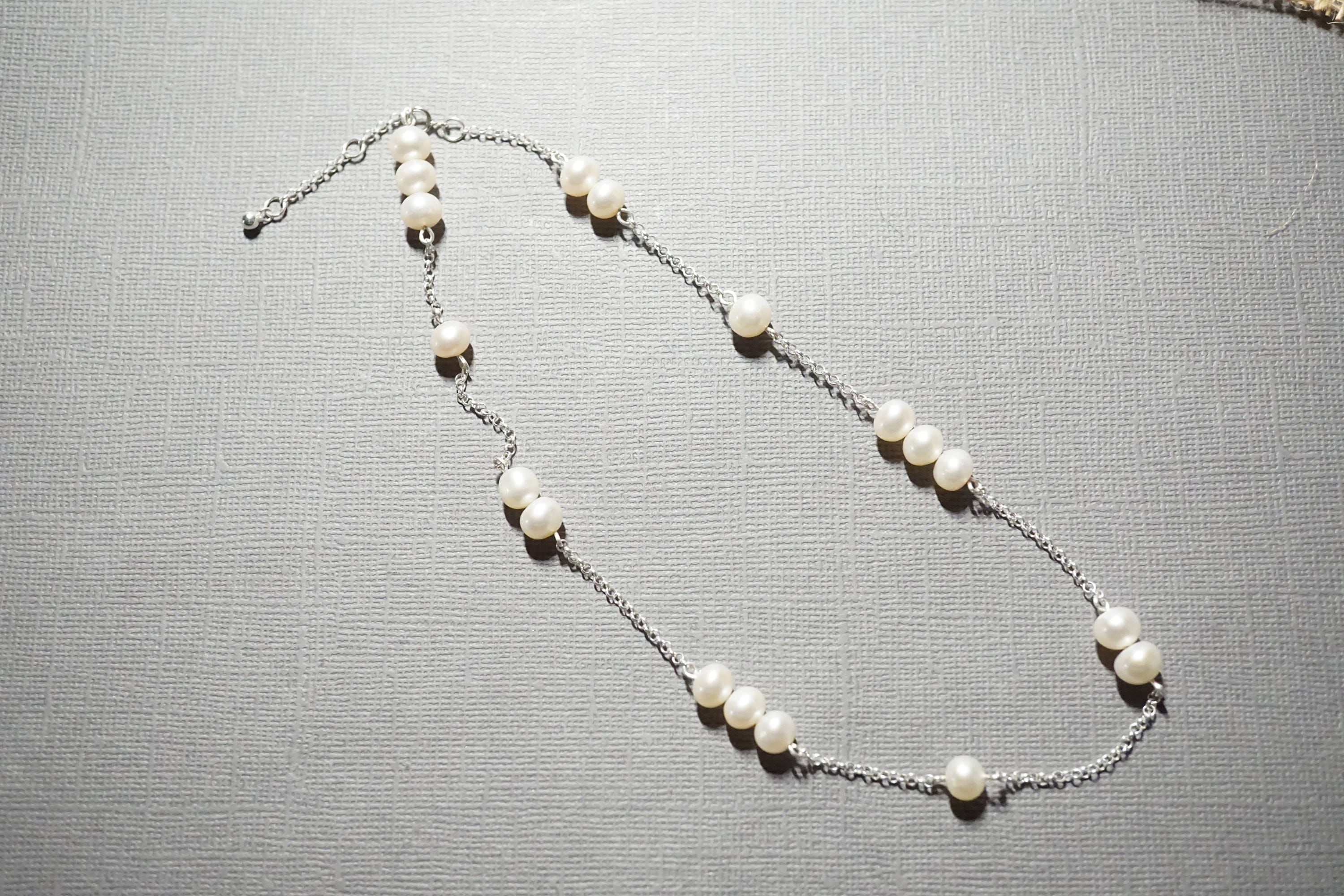 Wire Wrapped Pearl Necklaces Floating Pearl Necklace Wedding Etsy
