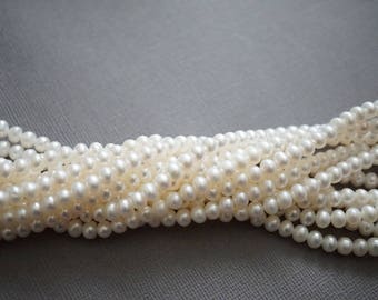 AAAA White 4MM Seed Pearls,  Freshwater Pearls, Loose Pearls, Round Pearls, 24 gauge hole, Cultured Pearls, pearl strands, pearl beads