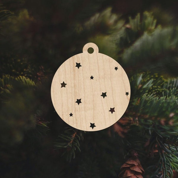 Christmas ornament with stars, plywood Christmas tree pendant