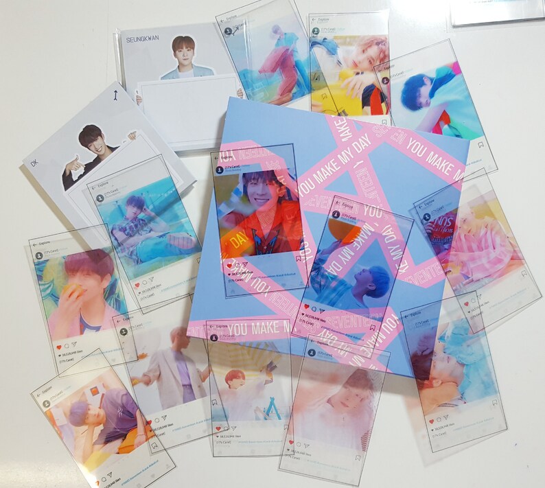Seventeen You Make My Day Transparent Photocards Handmade K Pop Korean Card Collectable Carat Photos Aesthetic