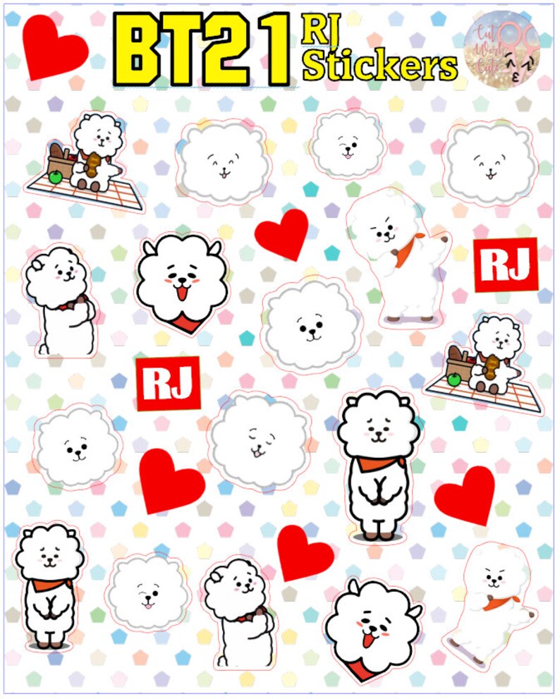 bts bt21 individual character sticker sheet k pop cute face etsy