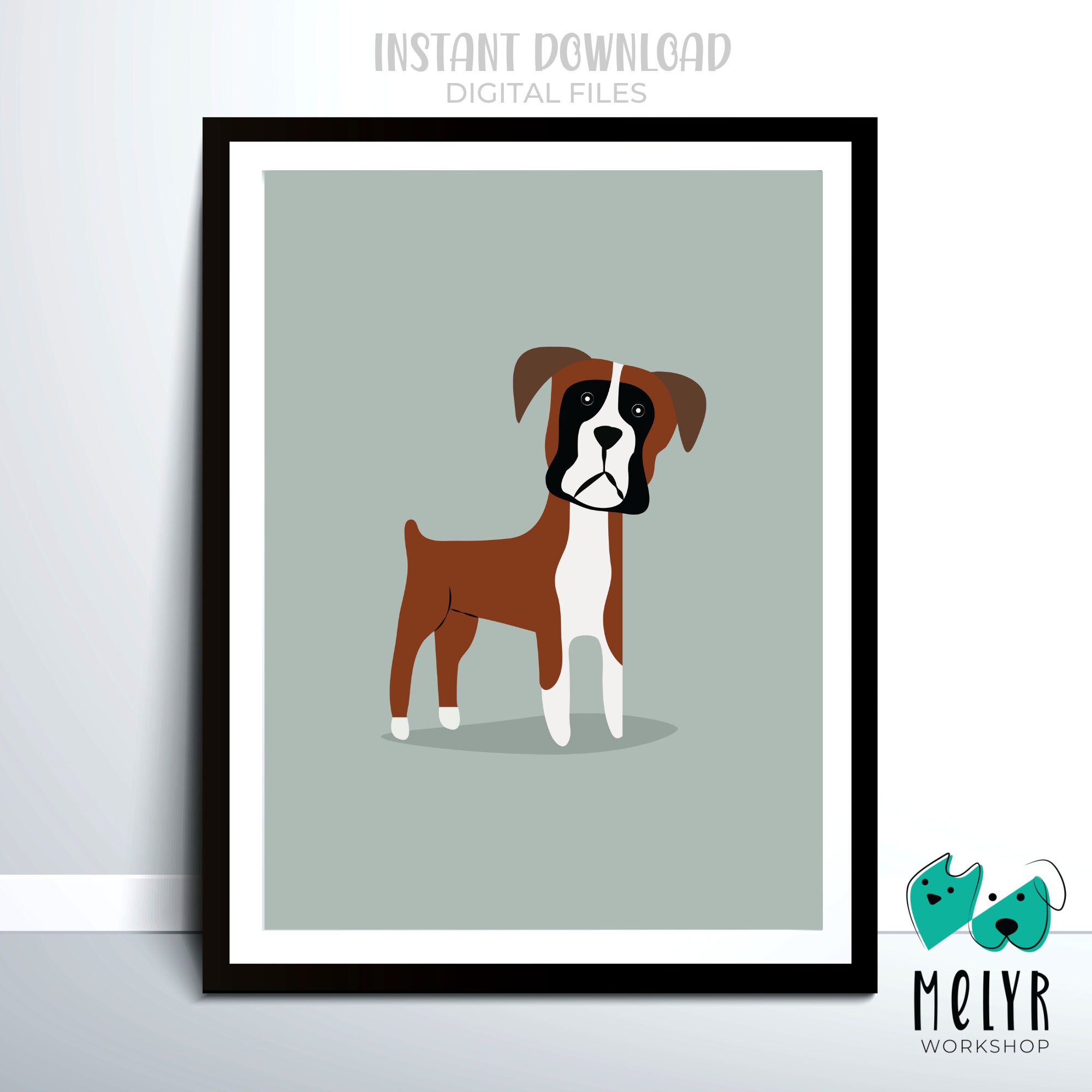Boxer Dog Print: Nursery Wall Art, Gift for Dog Mom (digital Download ...