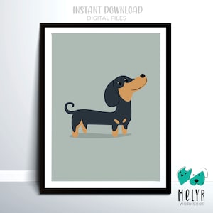 Dackel ART PRINT druckbare Kunst. Dackel Poster. Wandkunst für Dackelbesitzer. Dackel Hundewandkunst. Hunde Wandkunst fürs Kinderzimmer