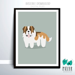Saint Bernard Print.Saint Bernard Lover Gift. Saint Bernard Poster for Nursery. Downloadable Art. Saint Bernard Poster for Kids Room