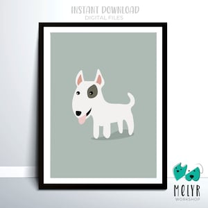 Bull Terrier Printable Wall Art. Gift for Bull Terrier Lover. Bull Terrier Poster. Dog Wall Art. Dog Decor for Nursery. Downloadable Art