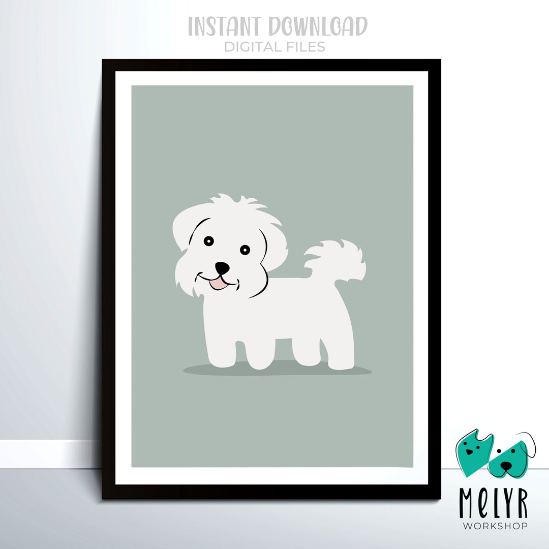 Maltese Printable. Maltese Wall Art. Dog Poster for Girl. Maltese