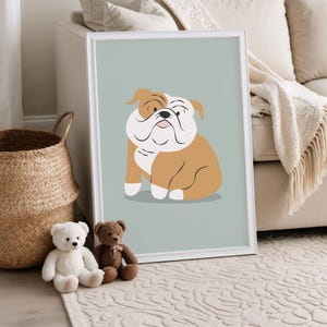 English Bulldog Print. Dog Lover Gift. Cute Bulldog Poster for Nursery. Downloadable Art. Digital Bulldog Printable