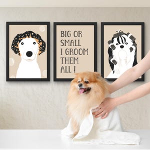 Dog Grooming Wall Art Set of 3–Customizable Printable Posters for Grooming Salon,Pet Business Decor,Dog Groomer Instant Download
