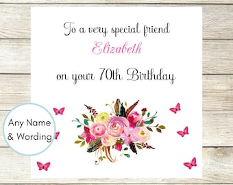 60th Auntie 70th 50th Personalised Aunt Floral Birthday Card Special Aunt