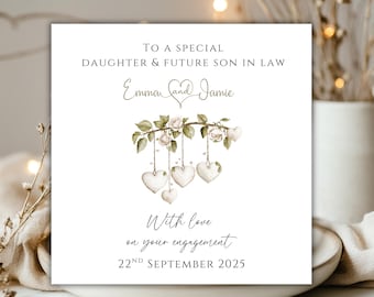 Engagement Card, Daughter and Future Son In Law Engaged Card, Congratulations On your Engagement Card Daughter Watercolour Card and Envelope