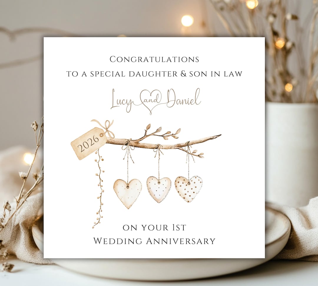 1st Wedding Anniversary Card Daughter and Son in Law Anniversary Card ...