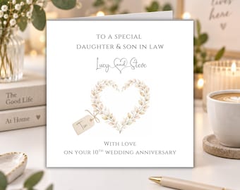 10th Wedding Anniversary Card Daughter and Son In Law Tin Anniversary Card Son Tenth Wedding Anniversary Card Personalised Card