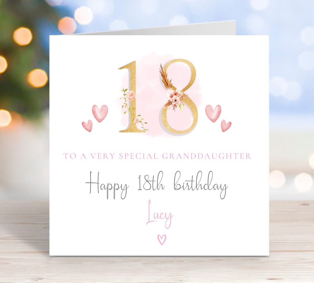 Personalised 18th Granddaughter Birthday Card - Etsy UK
