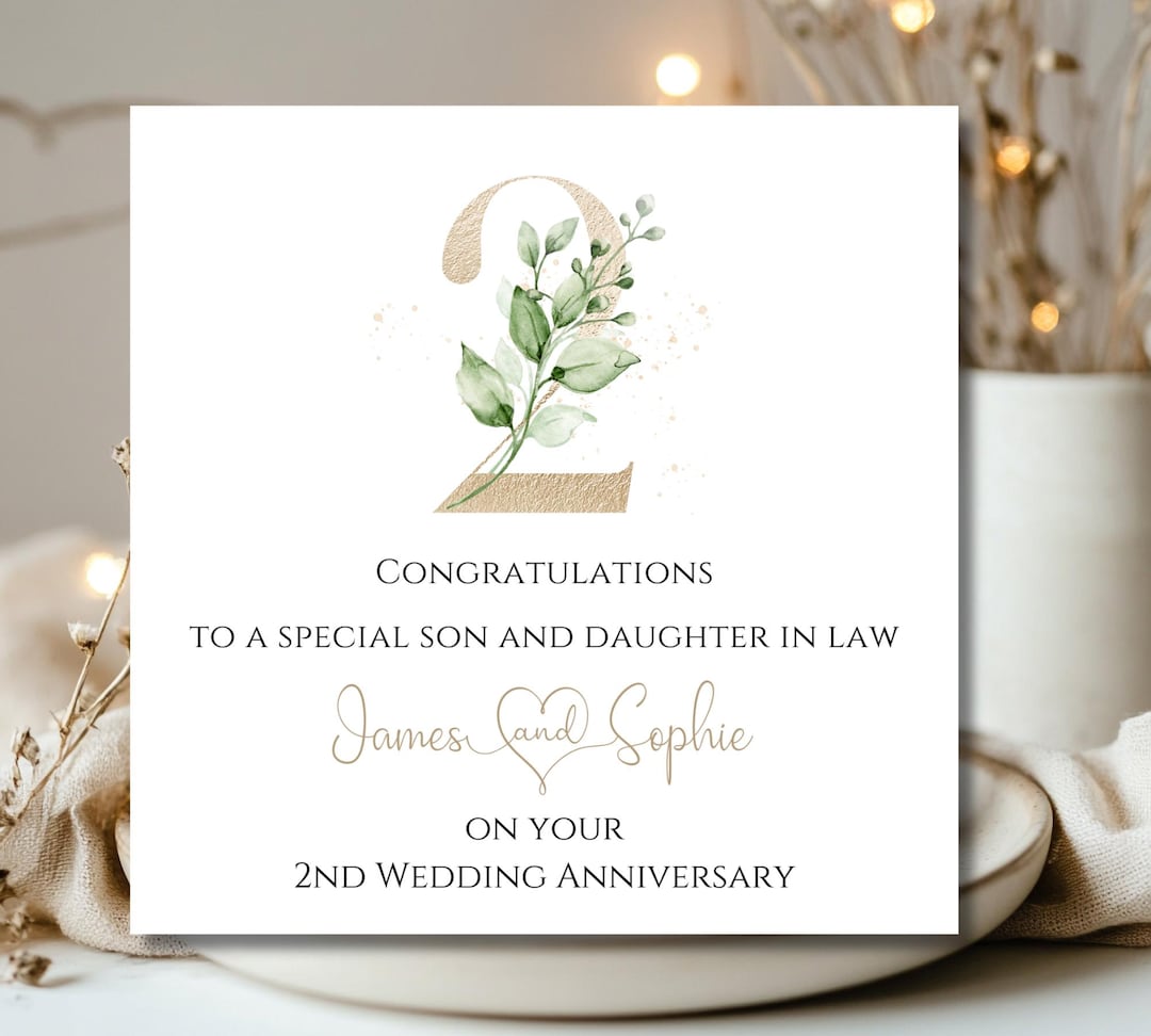 2nd Wedding Anniversary Card, Son and Daughter in Law Anniversary Card ...