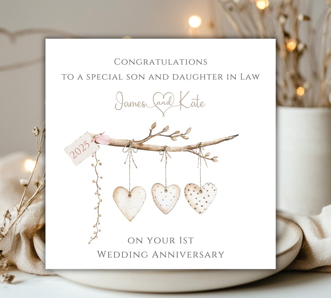 1st Wedding Anniversary Card Son and Daughter in Law Anniversary Card ...