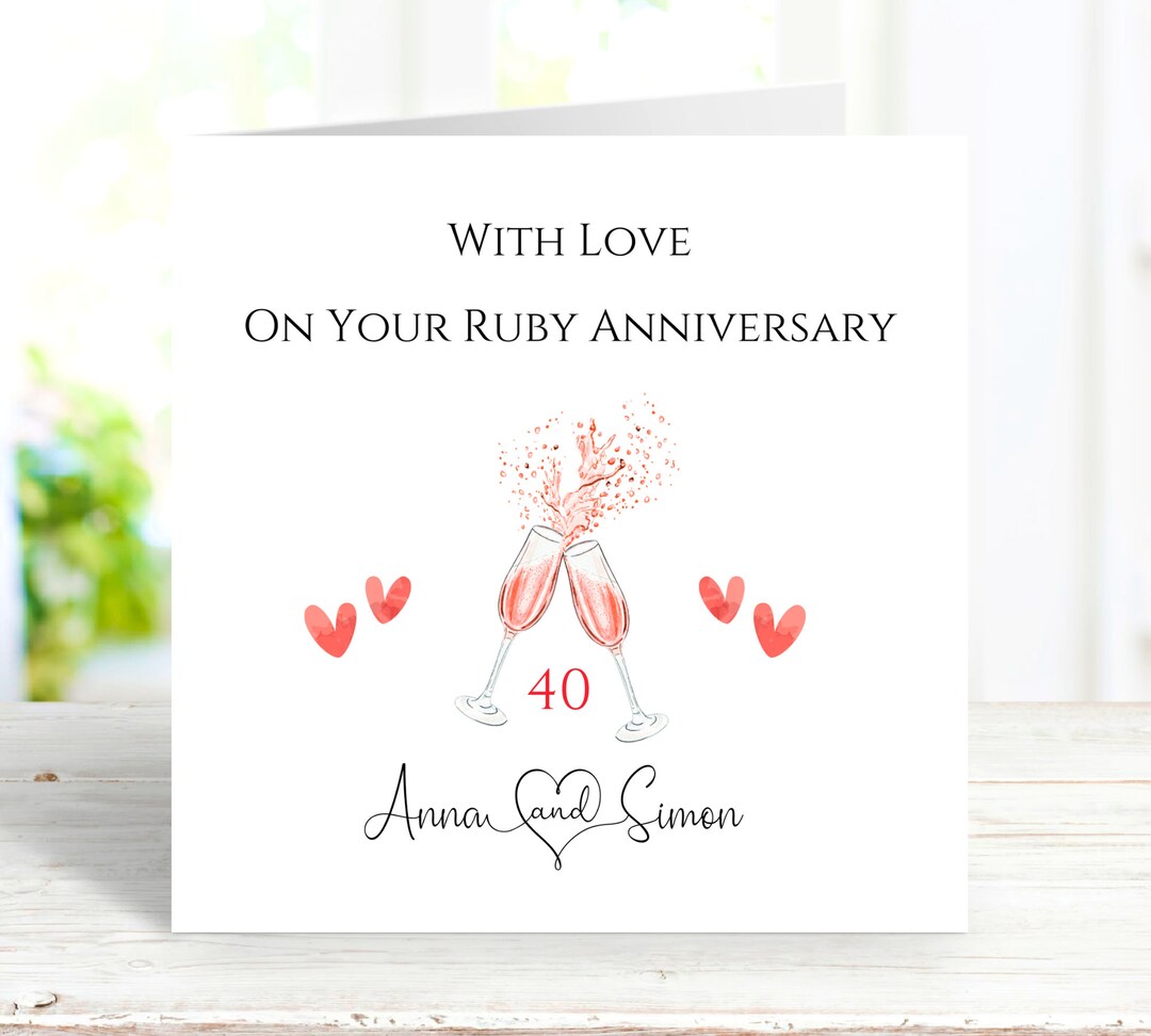 Ruby Wedding Anniversary Card 40th Wedding Anniversary Card - Etsy UK