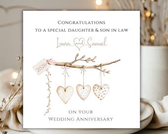 Wedding Anniversary Card Daughter and Son In Law Anniversary Card Son and Daughter In Law Anniversary Card Personalised Card and Envelope