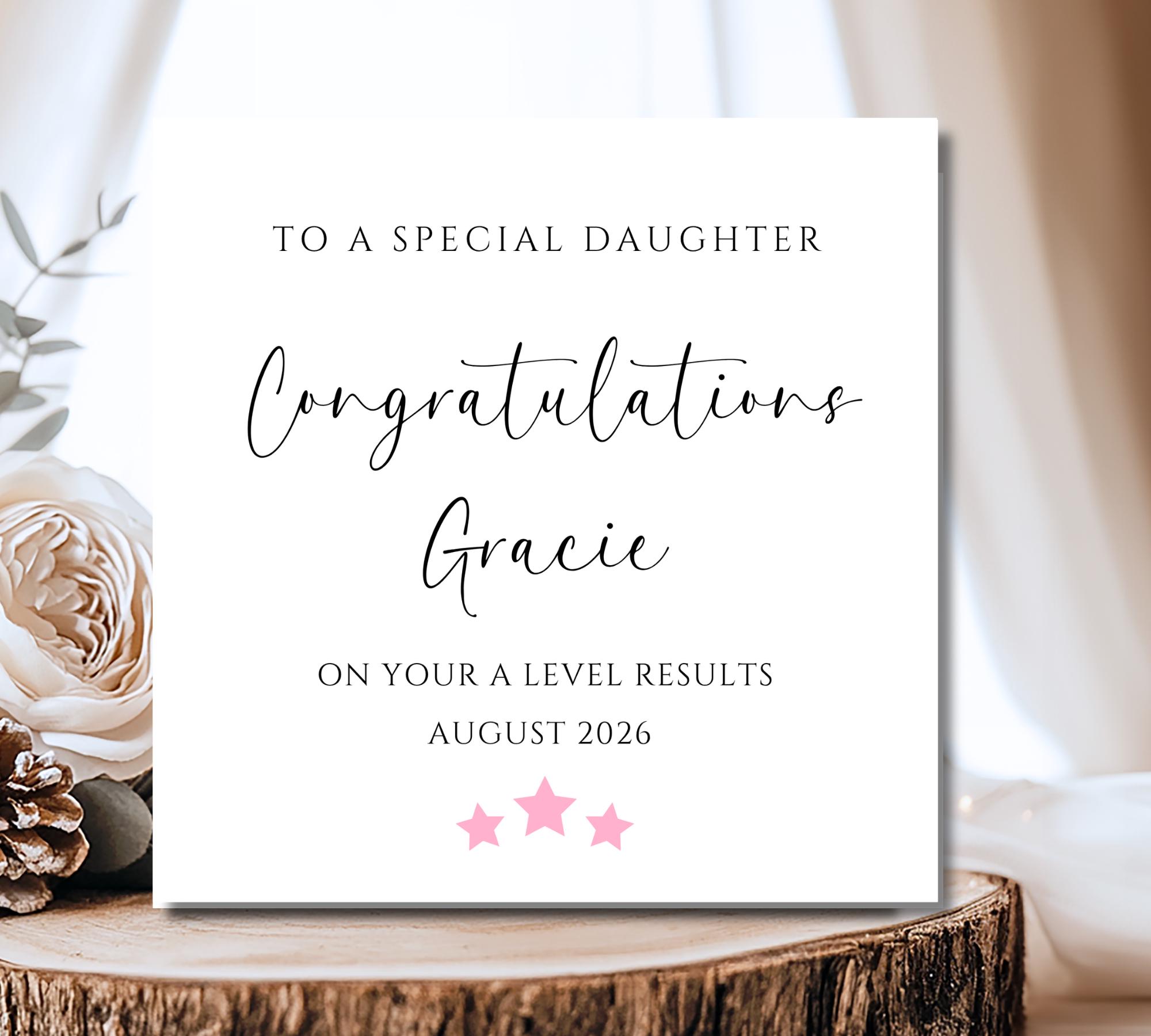 Exam Congratulations Card, Personalised A Level Results Card GCSE ...