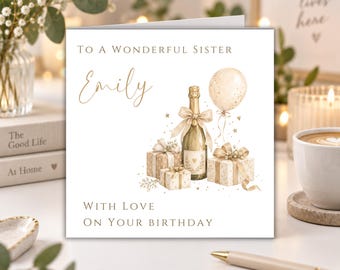 Sister Birthday Card for 30th, 40th, 50th, 60th, 70th ANY AGE Sister In Law Card Niece Daughter Auntie Mum Female Birthday Personalised Card
