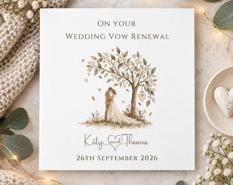 Wedding Vow Renewal Card Wedding Vows Marriage Renewal Card, Wedding Vow Renewal Ceremony Congratulations Card Watercolour Hearts Vow Card