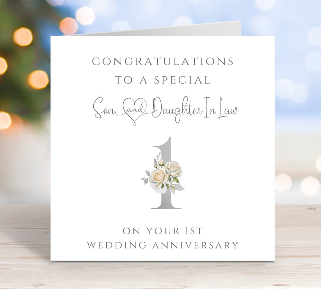 1st Wedding Anniversary Card, Son and Daughter in Law Anniversary Card ...