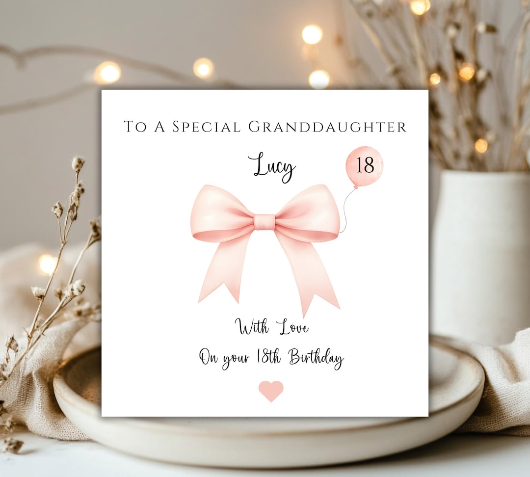 18th Birthday Card Granddaughter Card for 18th Birthday Pink Bow ...