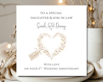 5th Wedding Anniversary Card Wood Anniversary Card Daughter and Son In Law Anniversary Card Son and Daughter In Law Anniversary Card