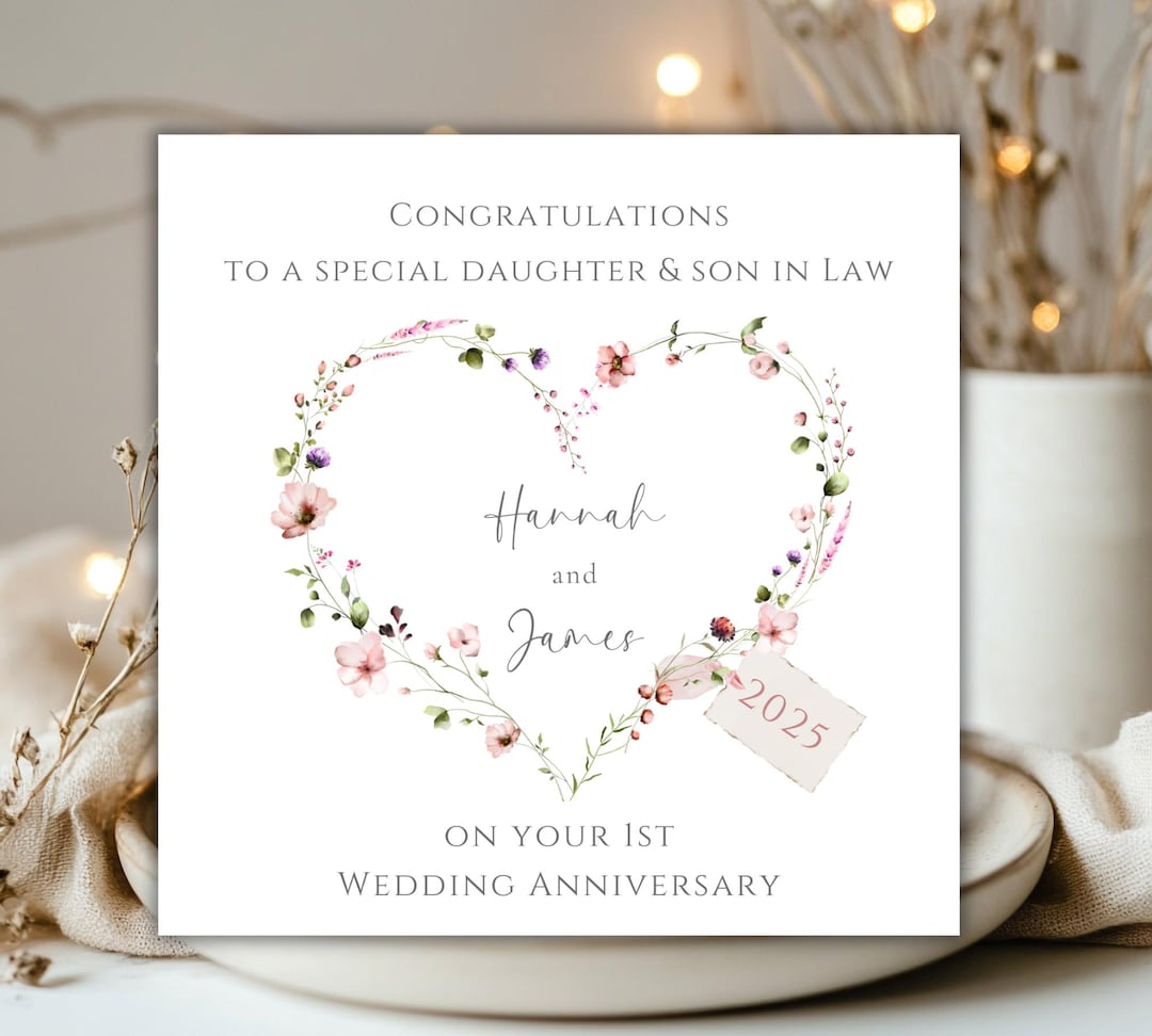 First Wedding Anniversary Card, Daughter and Son in Law 1st Anniversary ...