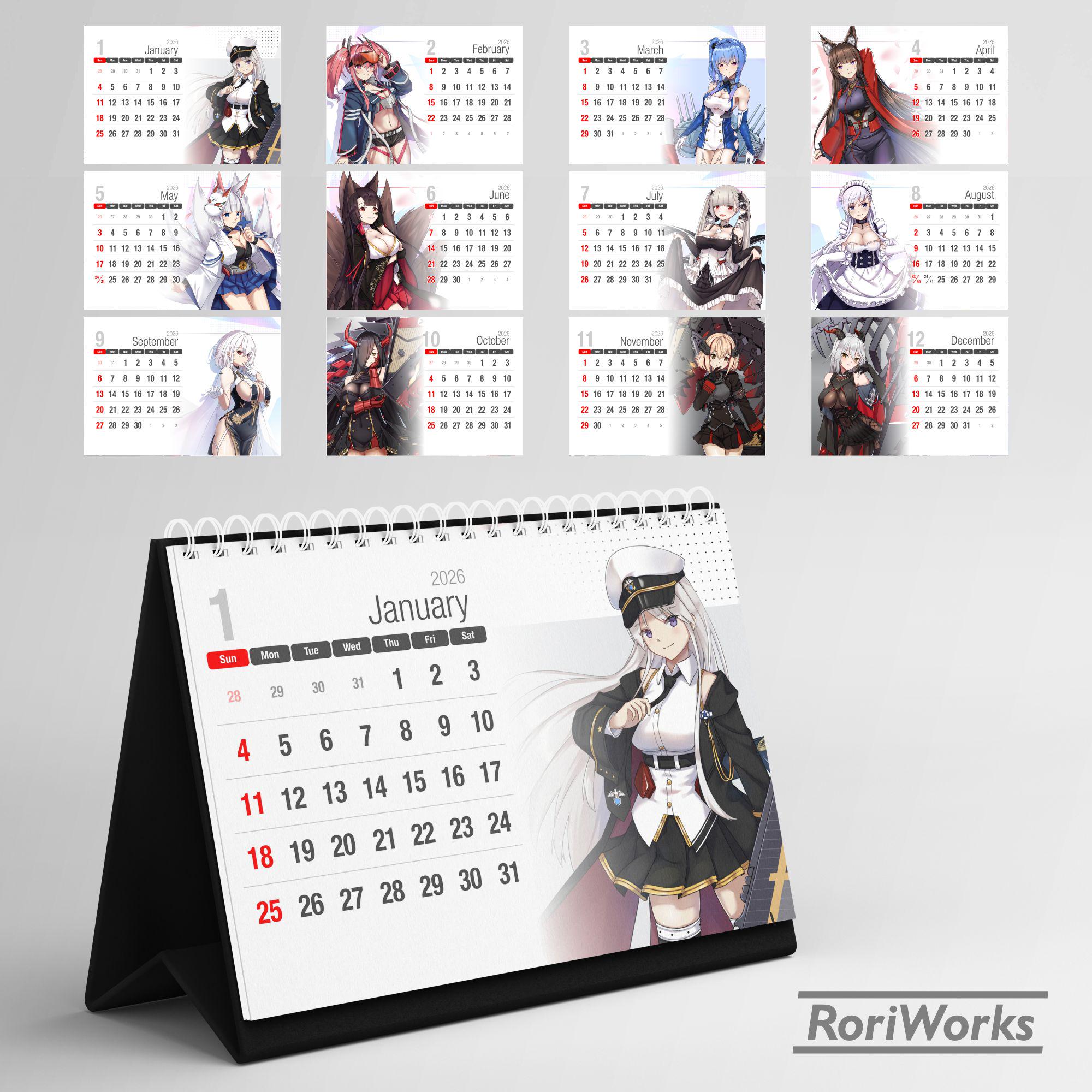 Desk Calendar 2026 - Azur Lane - Etsy