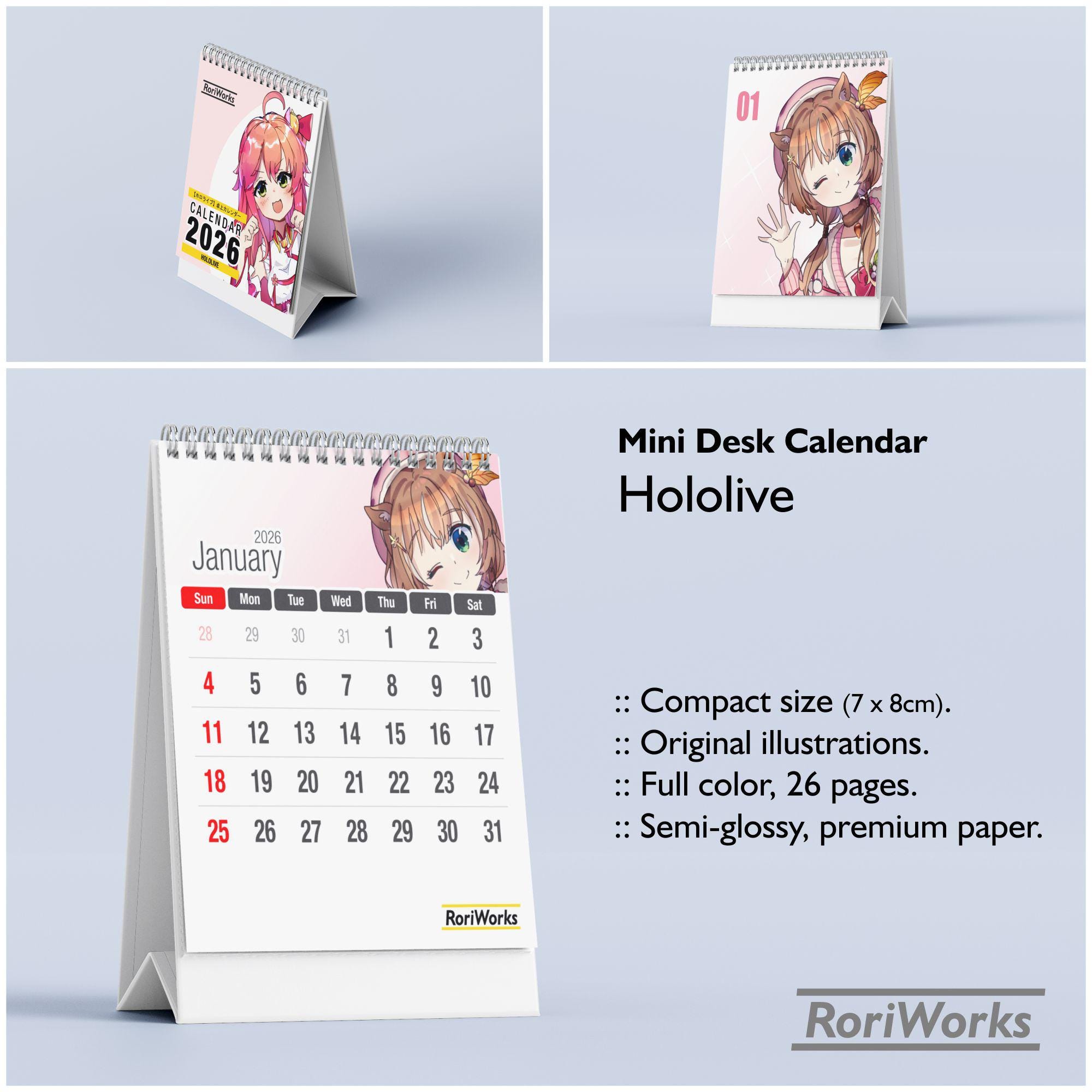 ミニ卓上カレンダー2026 - ホロライブ - Etsy 日本