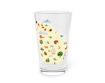 Georgia State Icons Pint Glas | 16 Unzen State Map Trinkgefäß