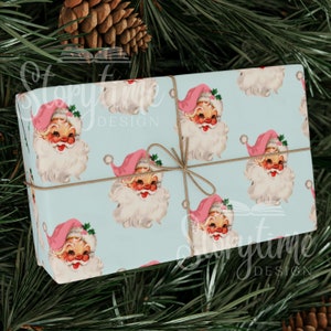 Carta da regalo natalizia di Babbo Natale / Carta da regalo natalizia pastello / Carta da regalo vintage di Babbo Natale / Carta da regalo blu di Babbo Natale