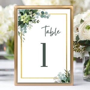Instant Download Printable Wedding Table Numbers -  5x7 Printable Handlettered Frances Cards for Wedding, Events, and Decor