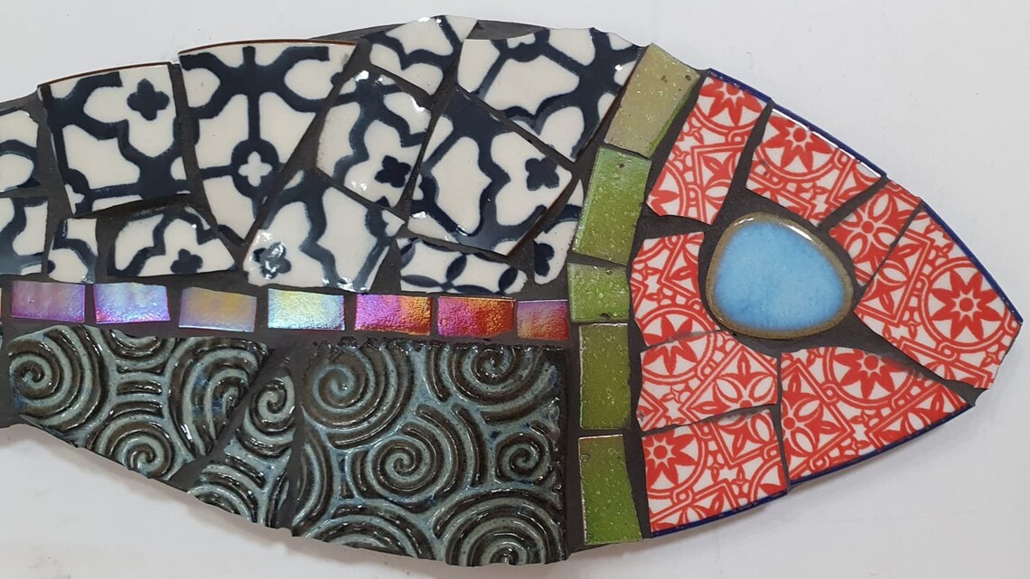 A Mosaic Fish Wall Art Home Gift a Handmade Art Ceramic Etsy