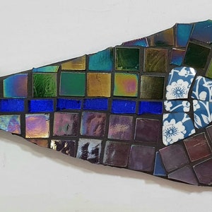 A mosaic fish, Wall art, Home gift, a Handmade art, Ceramic and stained glass mosaic art,Home decor, Original, Home design, Mixed media.