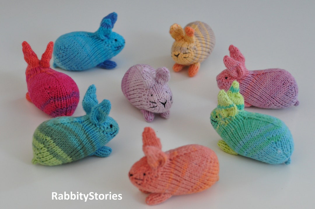 Knitted Bunny Rabbit. Mini Colorful Cotton Hand Knitted Bunny Rabbit ...