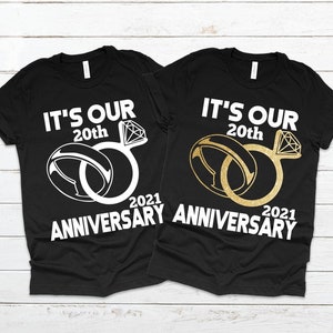 Wedding Anniversary Tee Shirts - Hoodie - S - 5XL - It's Our Anniversary - Gold Black - Husband Wife Couple Shirts - Gifts His Hers