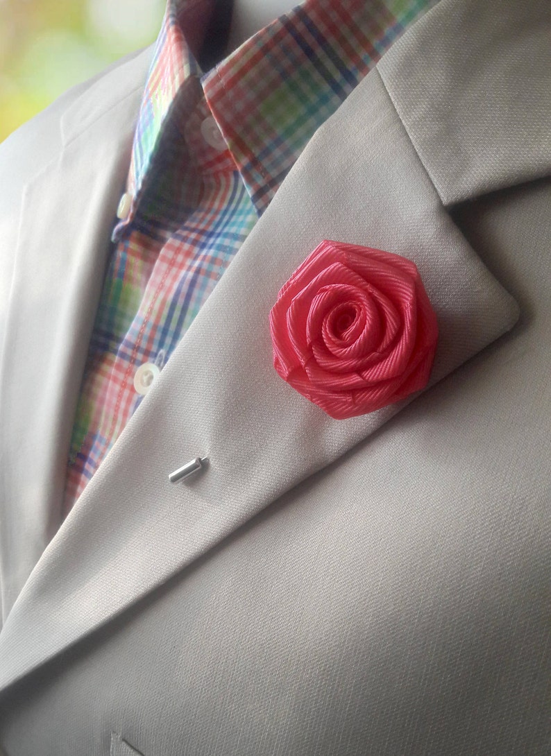 Alternative Wedding Boutonniere Brooch Gifts for Men \u2013 Prom Accessories Mens Rose Lapel Pin Mens Flower Lapel Electric Pink Pin
