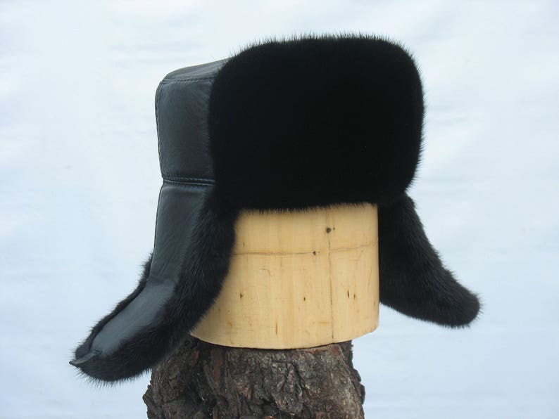 Men/'s Fur Hat MINK fur HAT for winter Russian Shapka Ushanka Men Winter Cap Trapper Men Hat Best Stocking Stuffers Holiday Gift Guide HAT.
