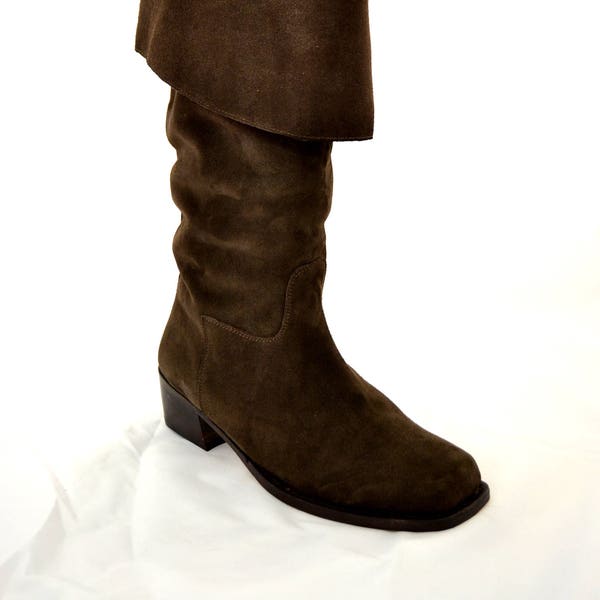 Bottes Jack Sparrow DMTNT en vrai cuir suédé marron foncé pour COSPLAY, ARTISAN made in Italy, personnalisations et sur mesure