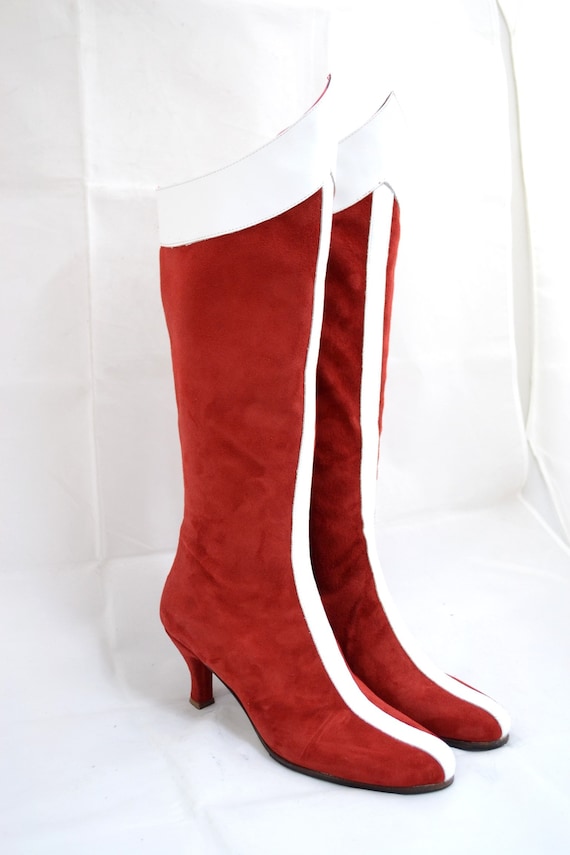 Bottes femme top cuir rouge
